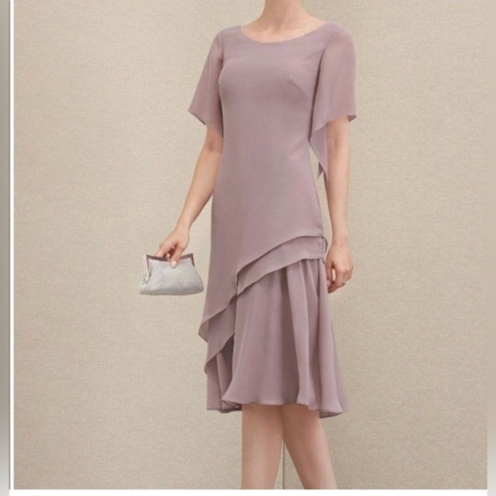 NWT JJ’s House A-Line Scoop Neck Knee Length Chiffon Mother of Bride Dress 14